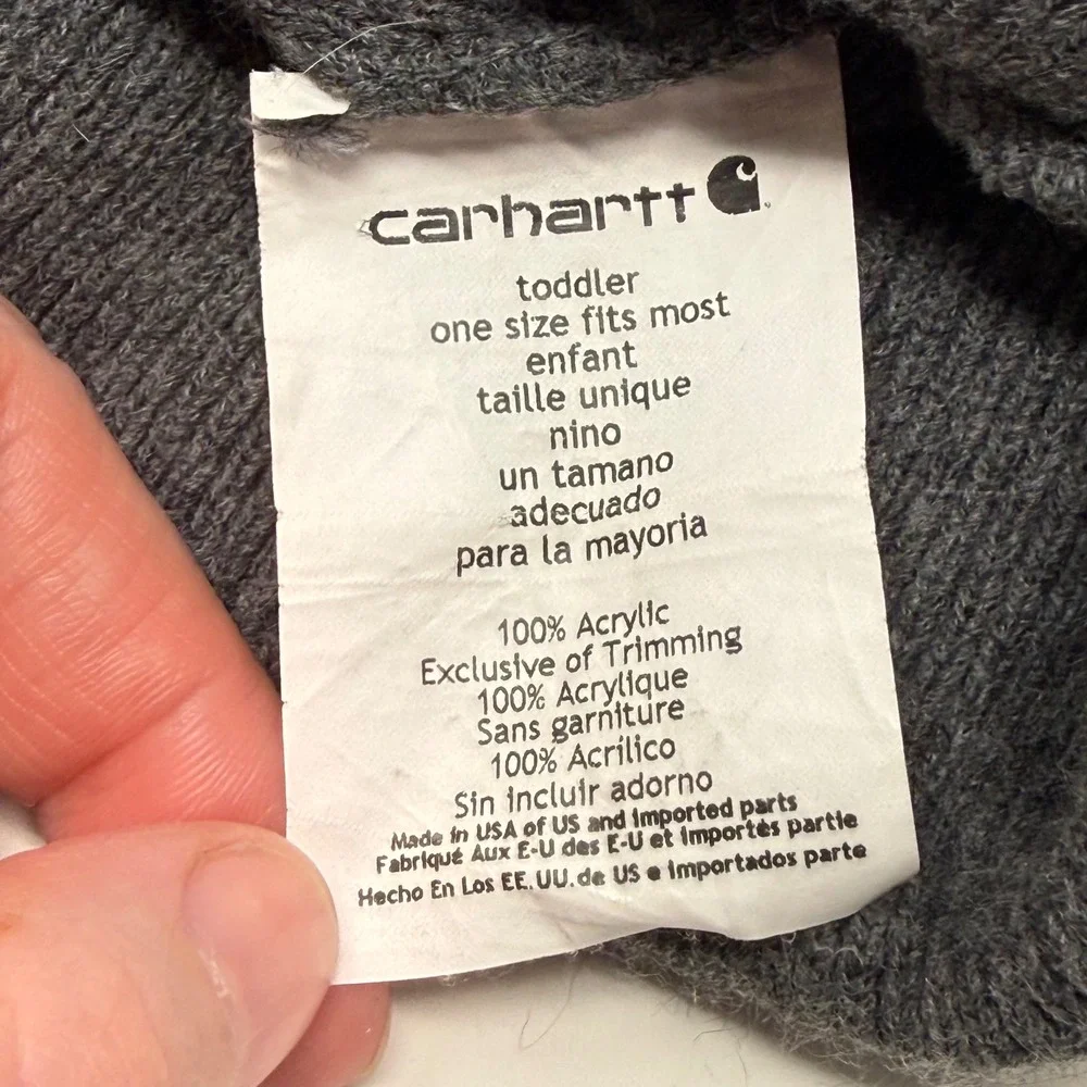 Carhartt Toddler Kids Grey Acrylic Knit Cuffed Beanie Watch Hat CB8905 H130